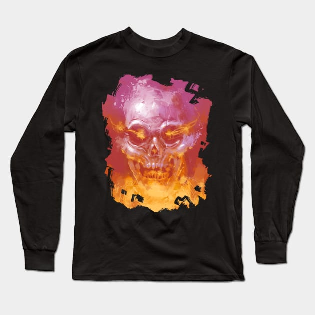 Bursting Skull Long Sleeve T-Shirt by Hutchew